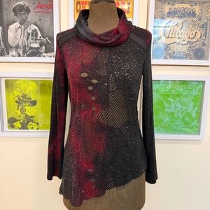 🖤❤️ Y2K OOAT Mesh Knit Cowl Neck Top